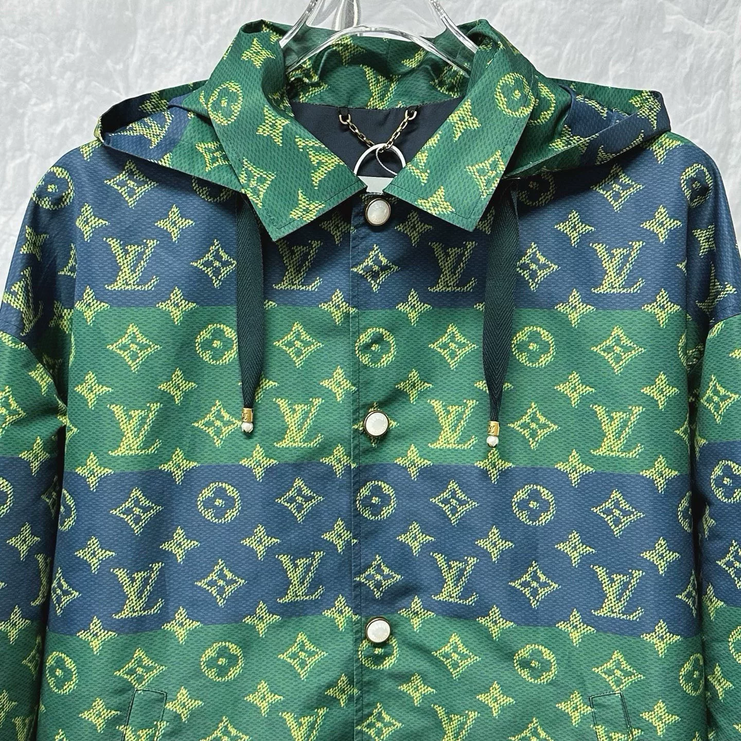Louis Vuitton SS26 Monogram Stripe Hooded Jacket — front