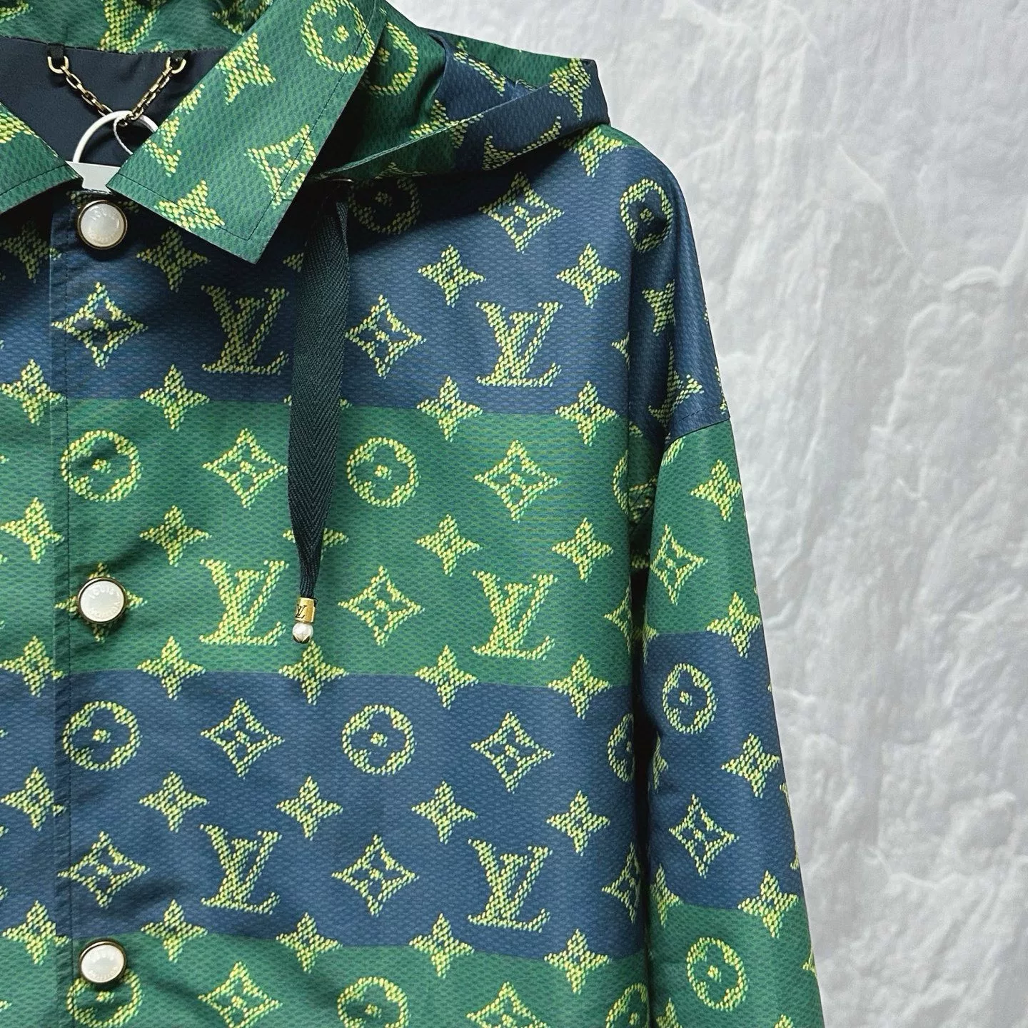 Louis Vuitton SS26 Monogram Stripe Hooded Jacket — detail