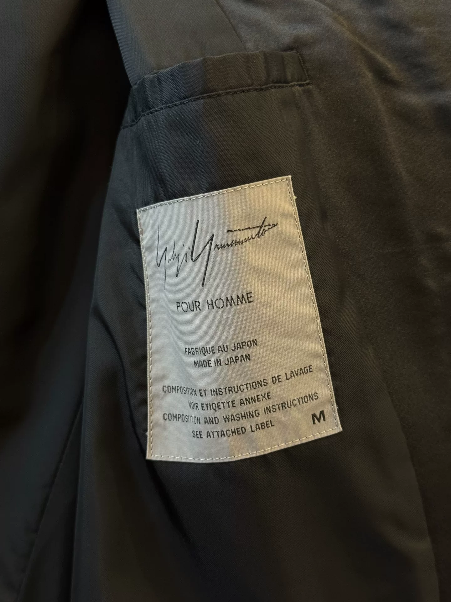 Yohji Yamamoto 99AW Wool Blend Coat — detail