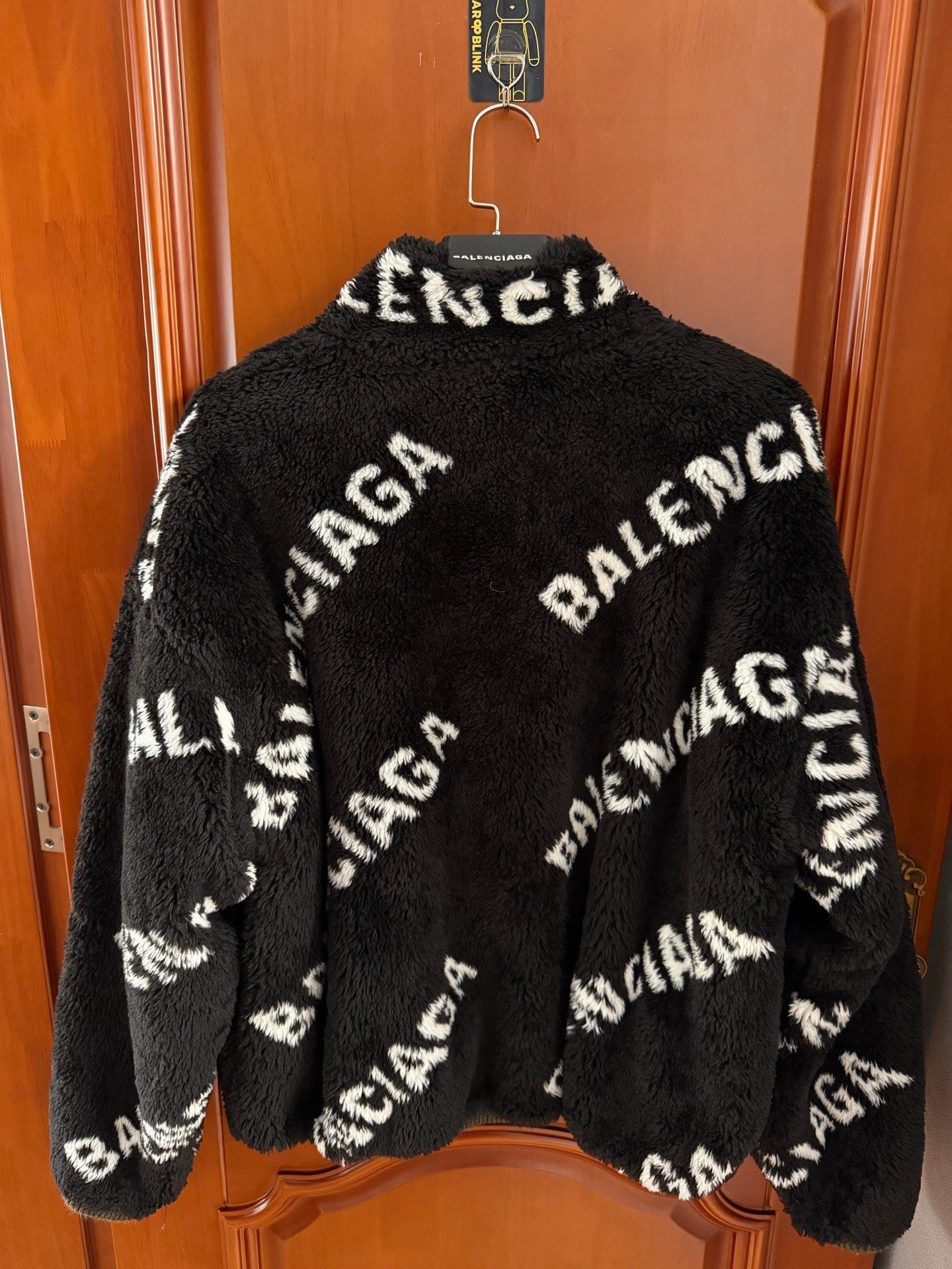 Balenciaga Teddy All-Over Logo Reversible Coat — front