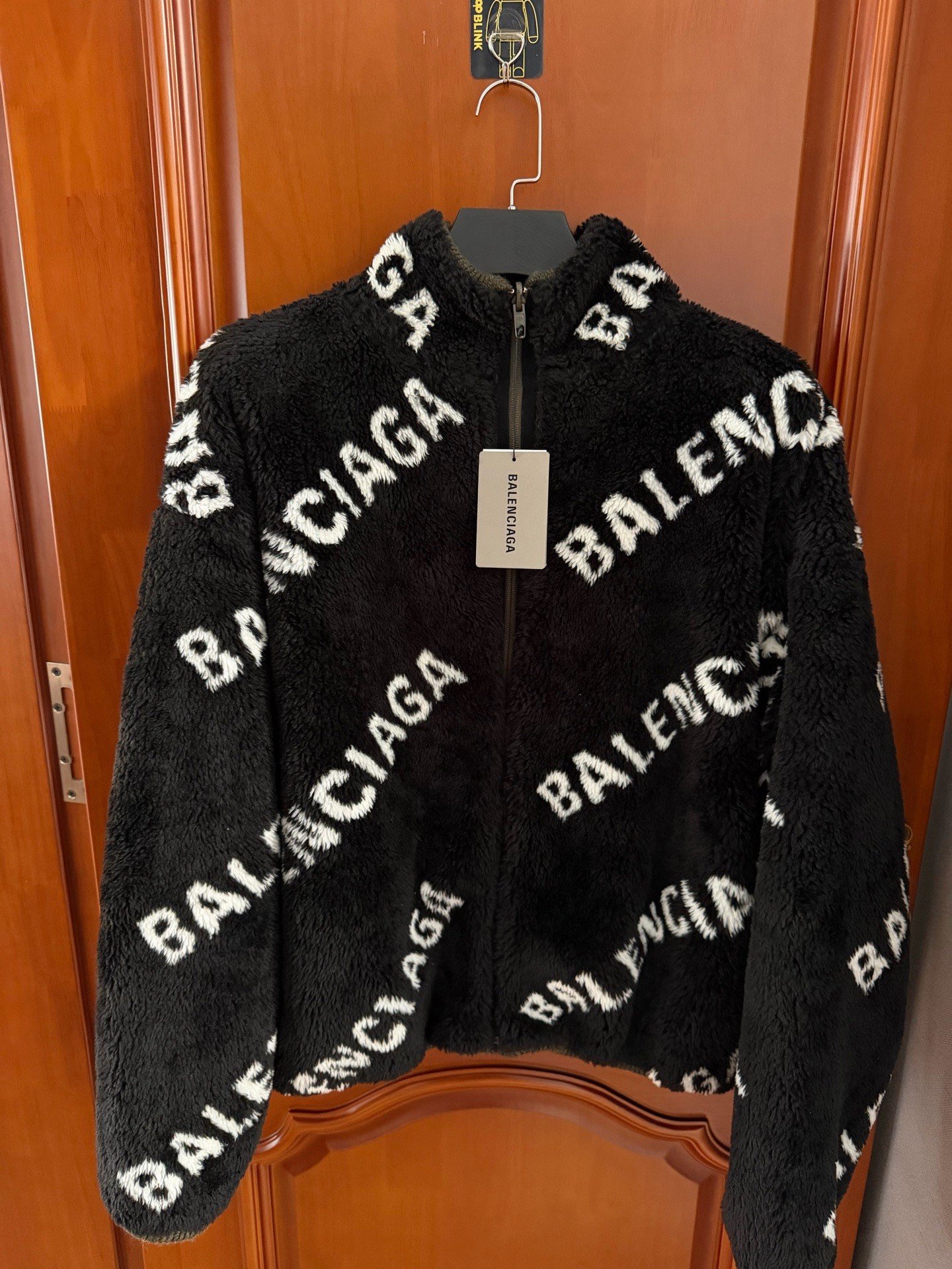 Balenciaga Teddy All-Over Logo Reversible Coat
