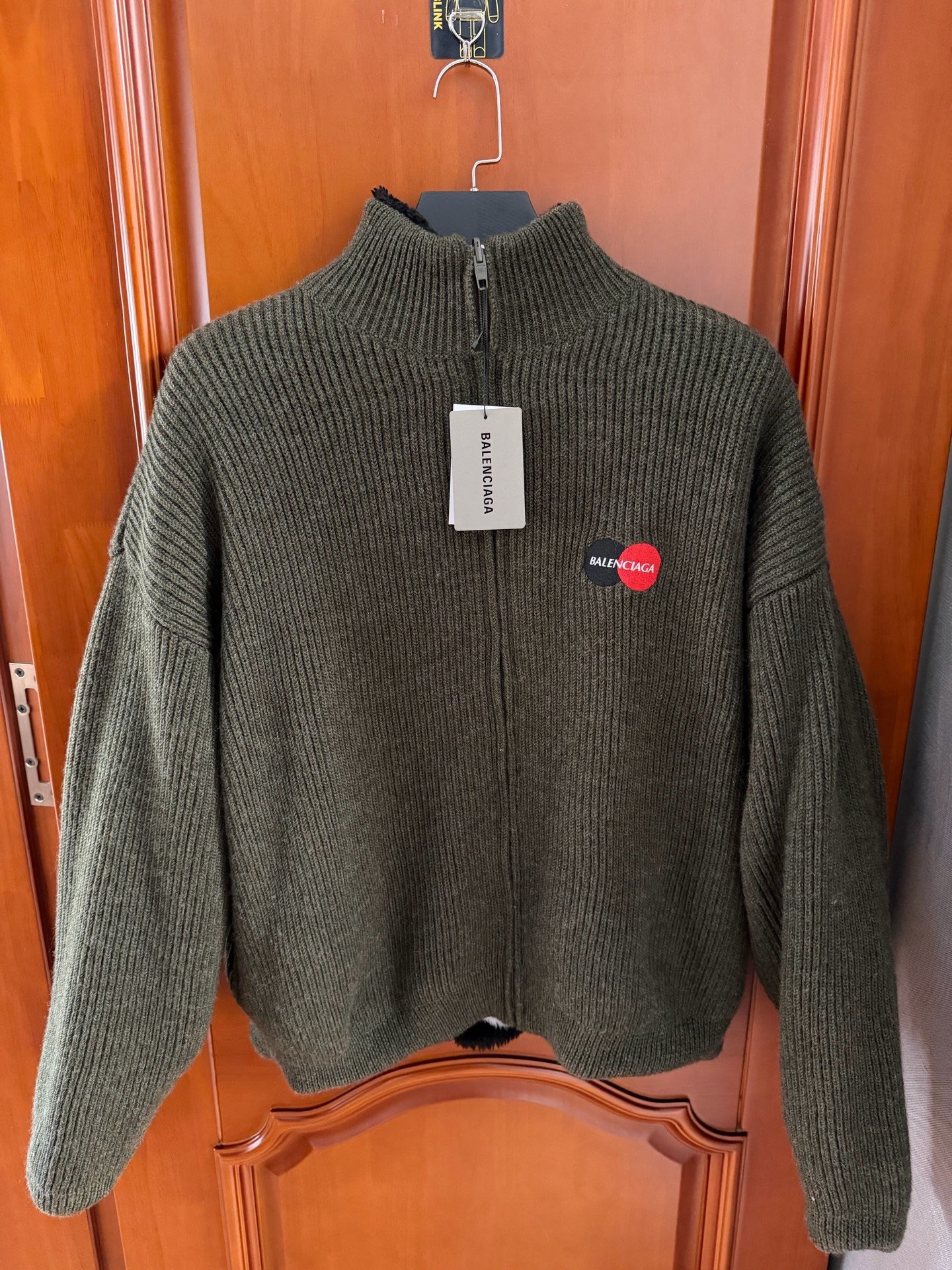 Balenciaga Teddy All-Over Logo Reversible Coat — detail