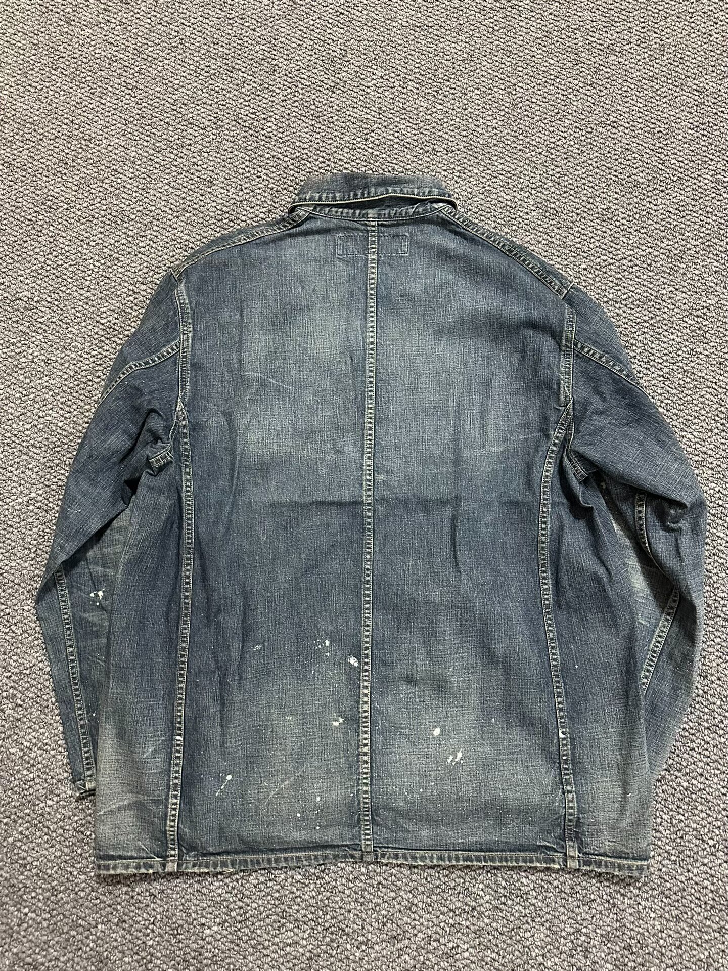 Neighborhood Coverall Splatter Denim Jacket — back