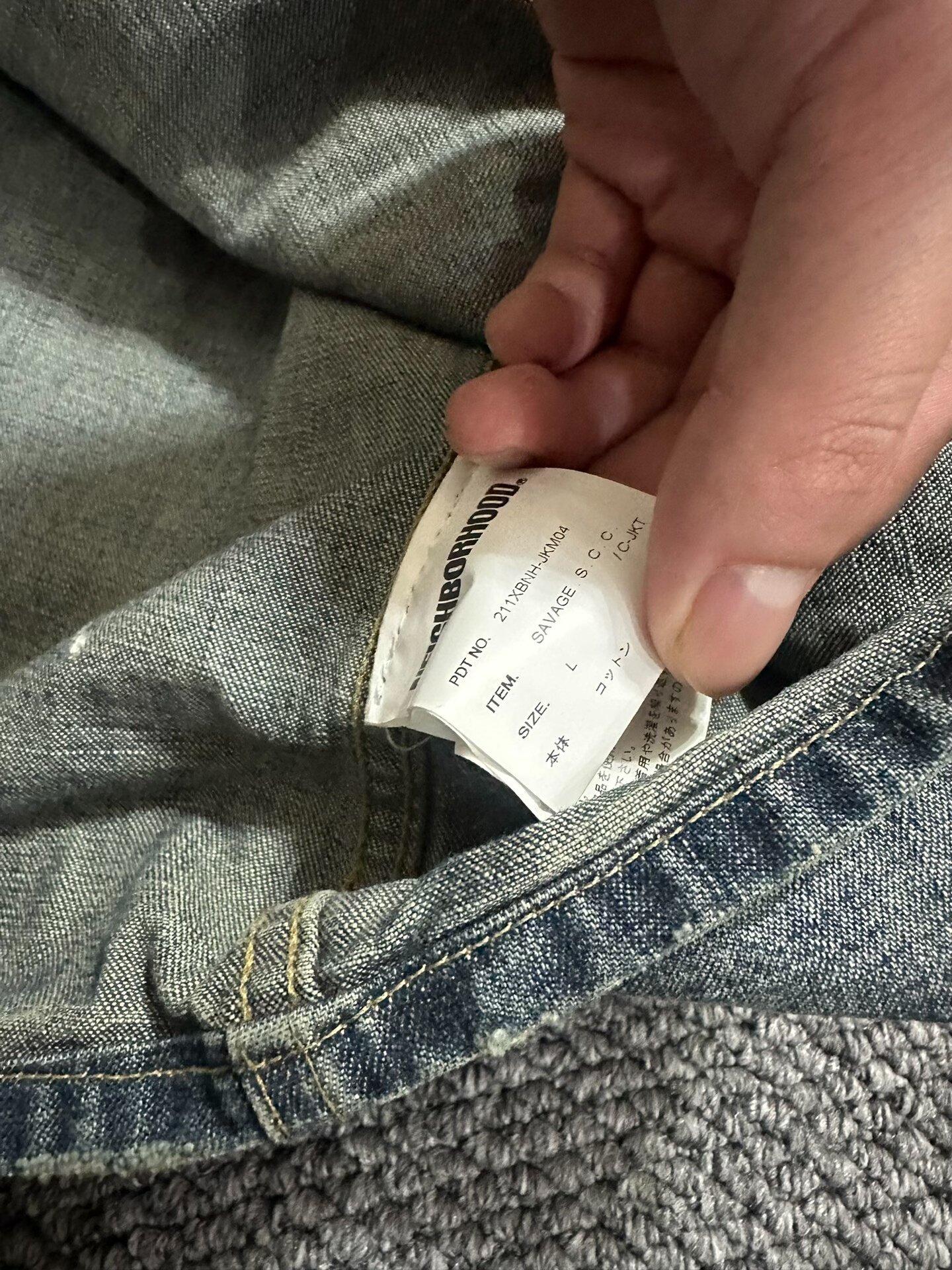 Neighborhood Coverall Splatter Denim Jacket — detail