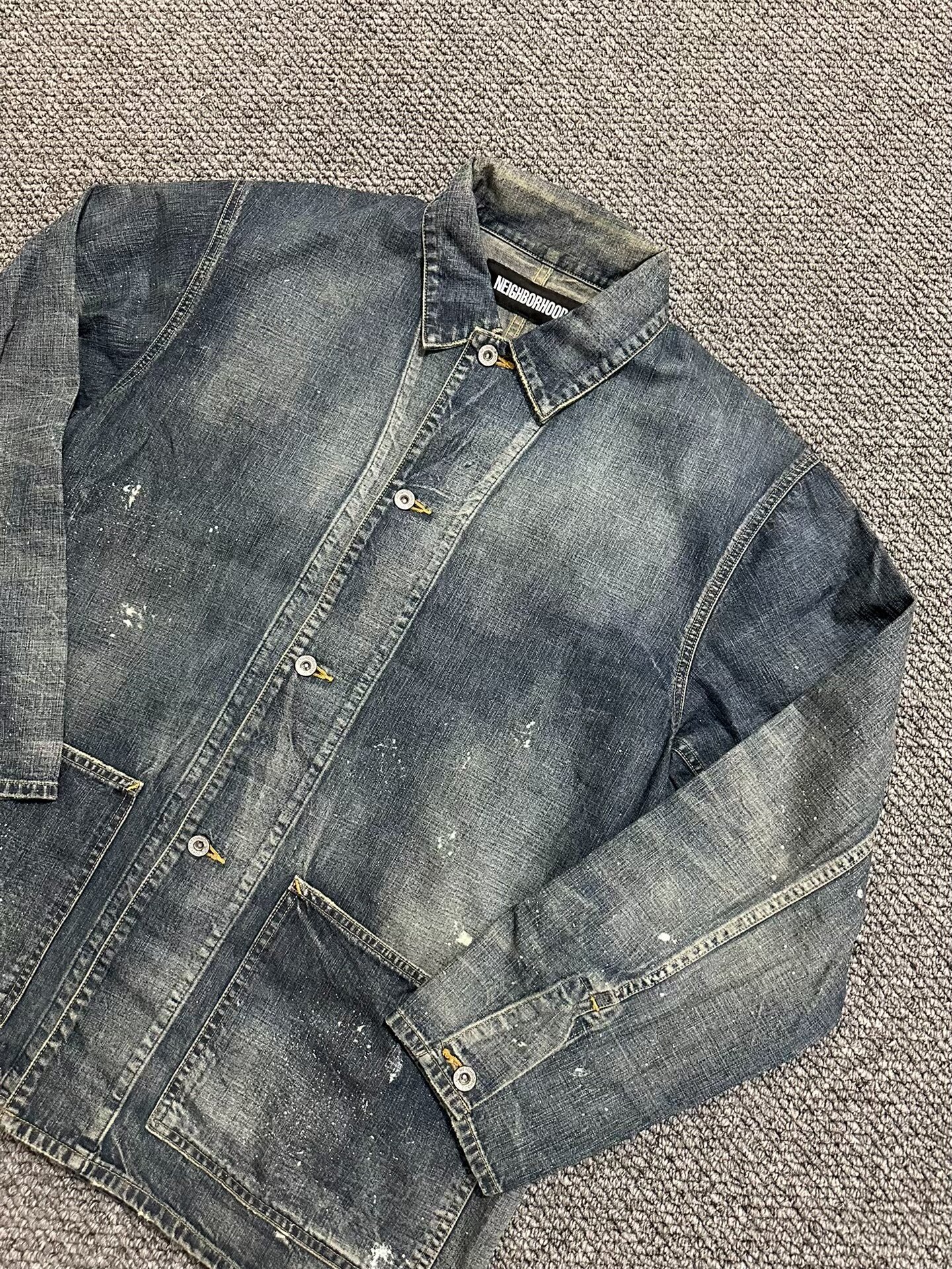 Neighborhood Coverall Splatter Denim Jacket — front