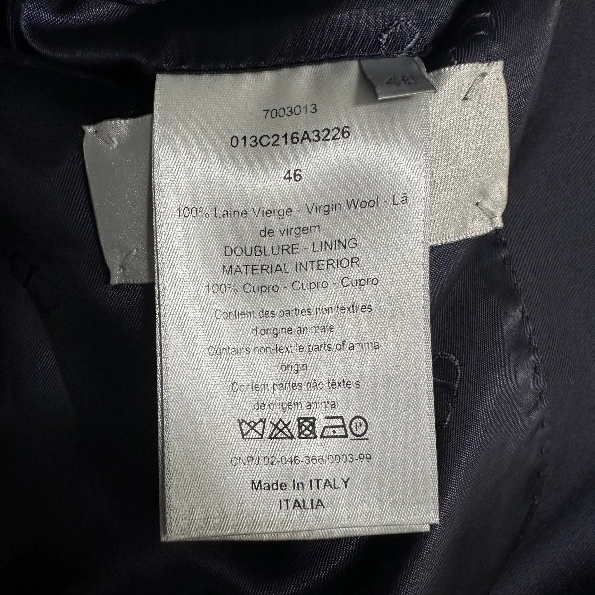 Dior Wool Ribbon Logo Suit Jacket — label