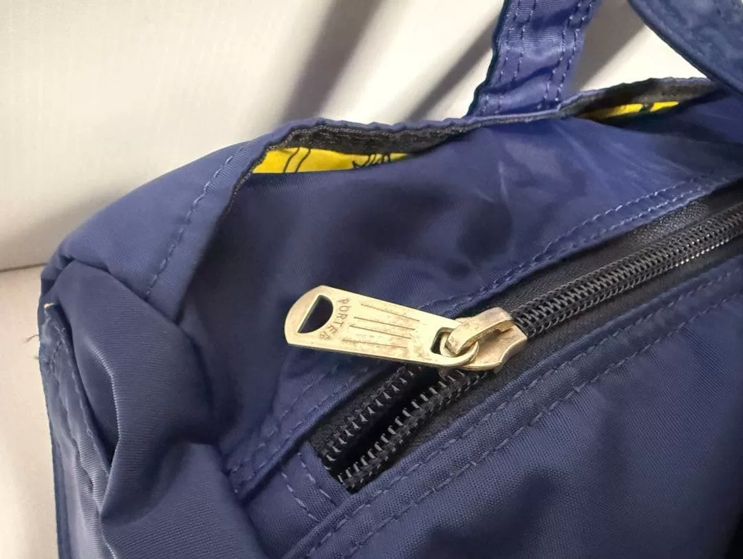 Porter Boston x Snoopy Navy Tote Bag — label