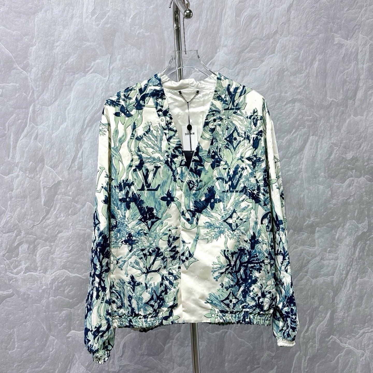 Louis Vuitton Flocked Seagrass Sequin V-Neck Coat