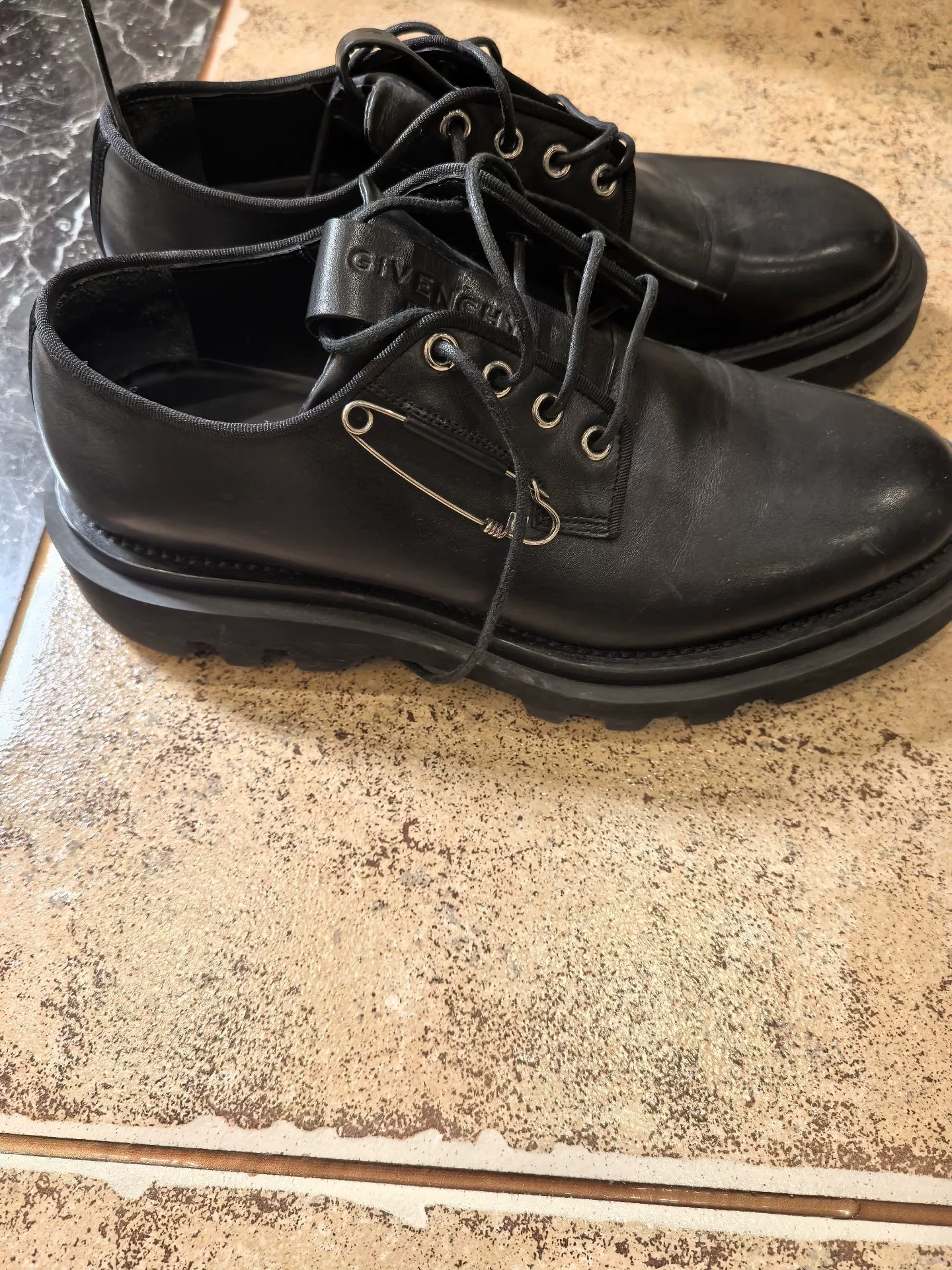Givenchy Black Thick Sole Derby Shoes — front