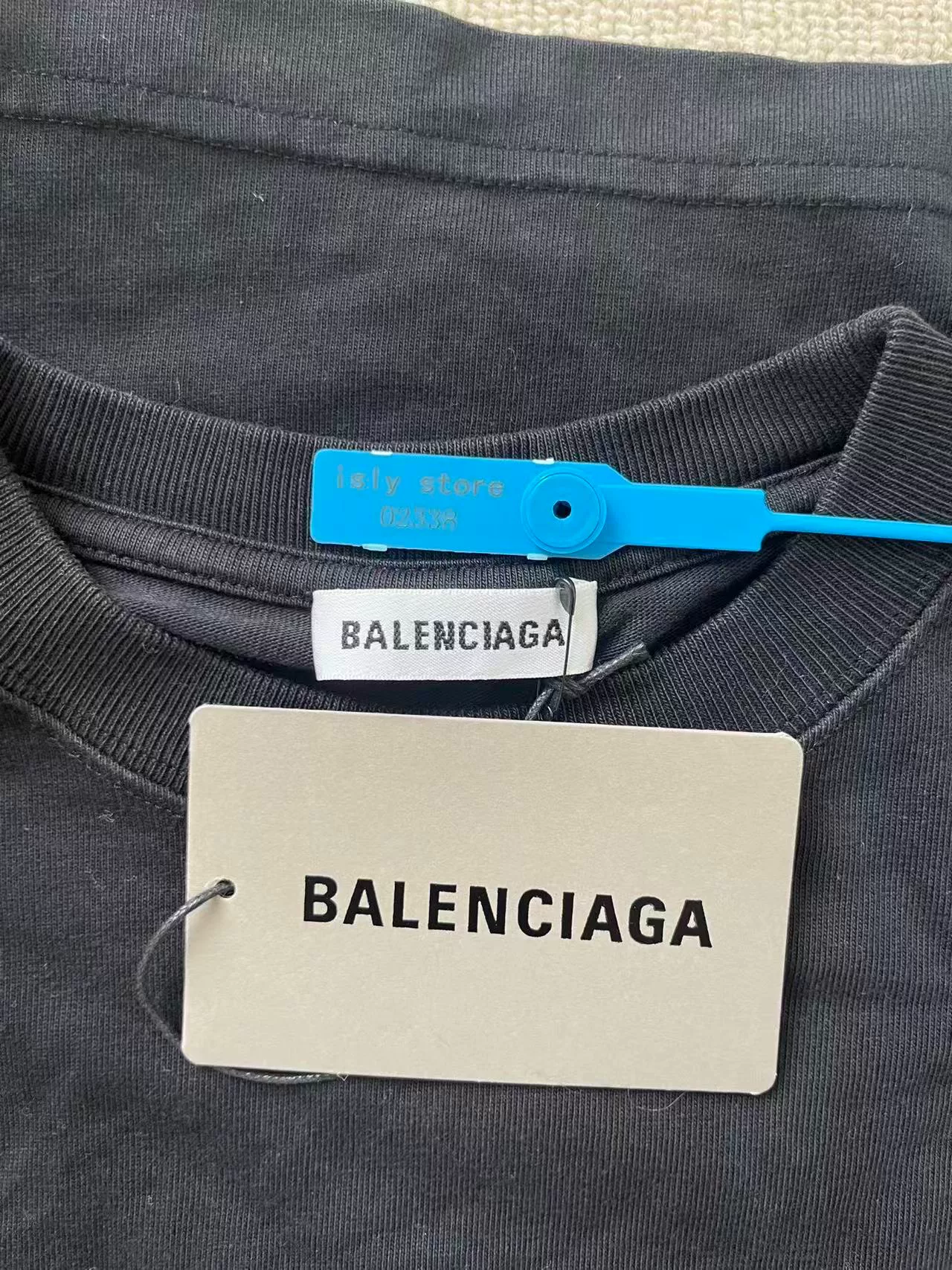 Balenciaga Logo Print Round Neck T-shirt — label
