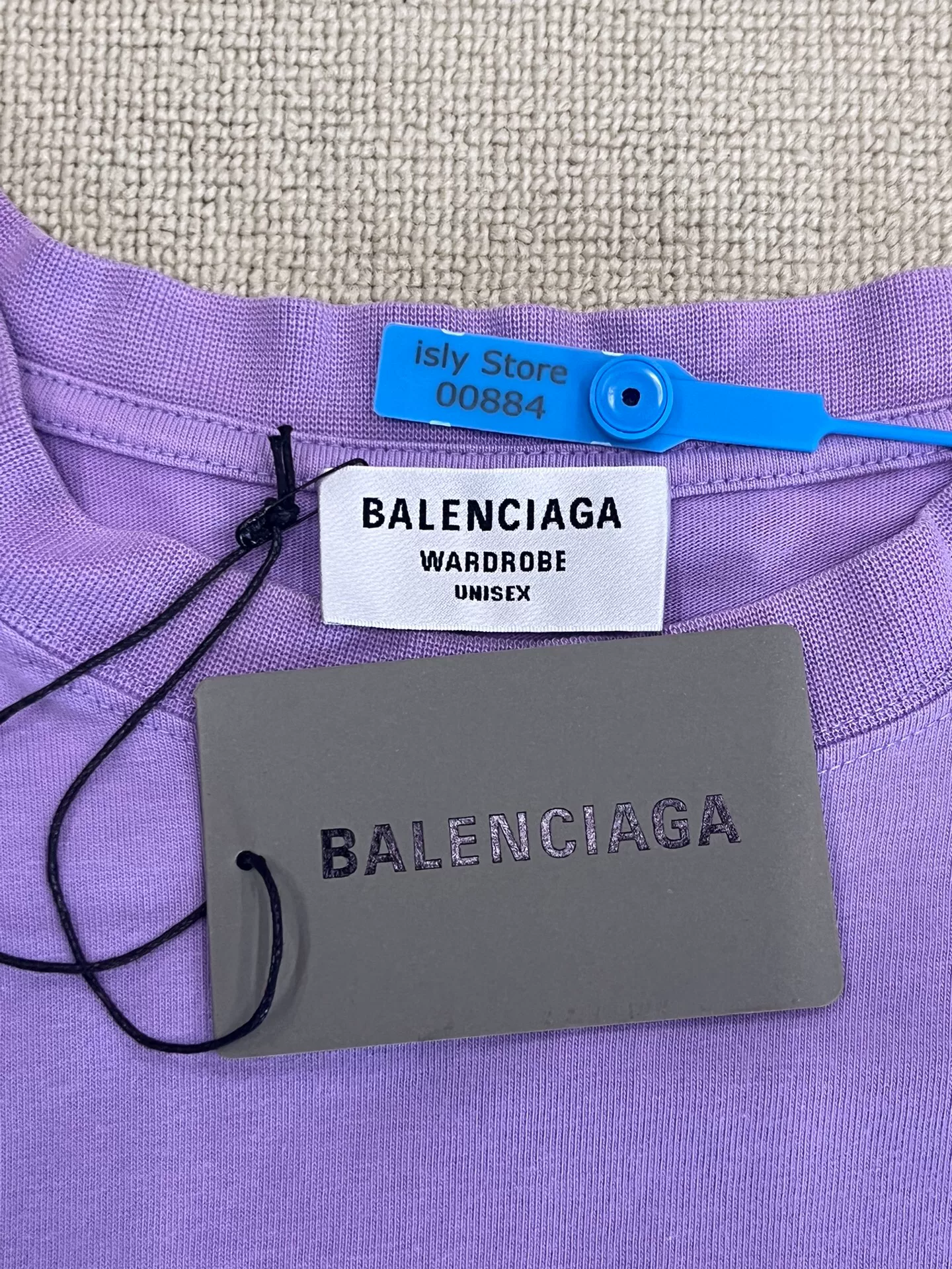 Balenciaga Purple Logo Round Neck T-shirt — back