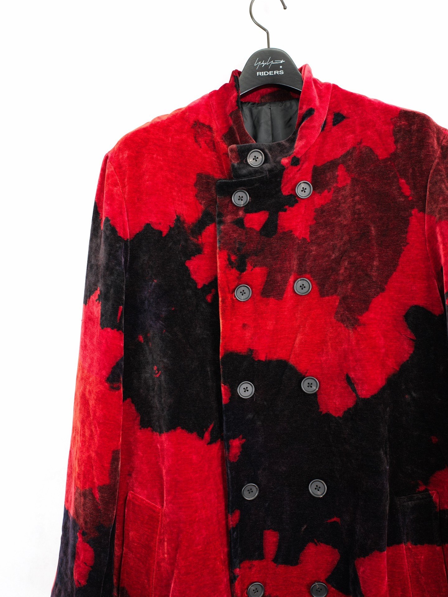 Yohji Yamamoto 24AW Double-Breasted Velvet Coat — label