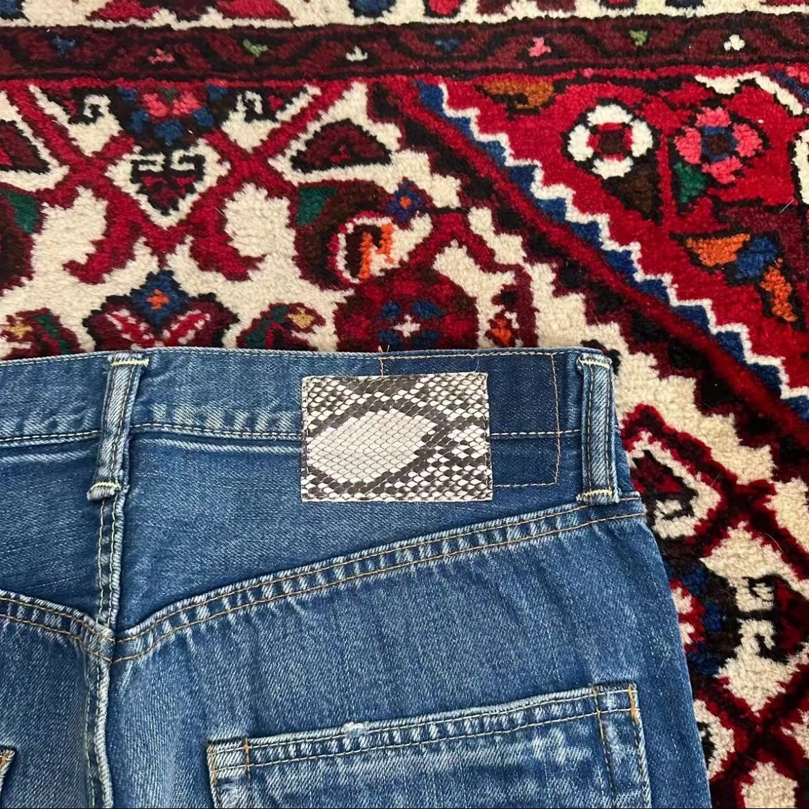 visvim 10AW Snake Skin Washed Jeans — label