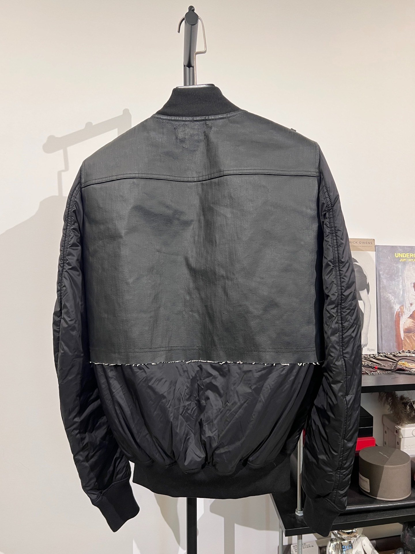 Rick Owens MA-1 Black Silver Gradient Jacket — front