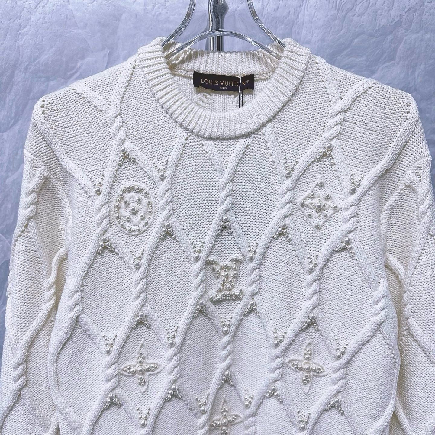 Louis Vuitton SS25 Pearl Wool Sweater — front