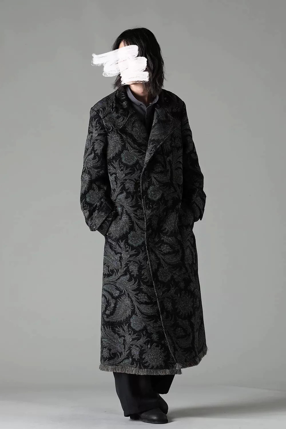 Yohji Yamamoto 23AW Ink-Dyed Gobelin Coat — detail