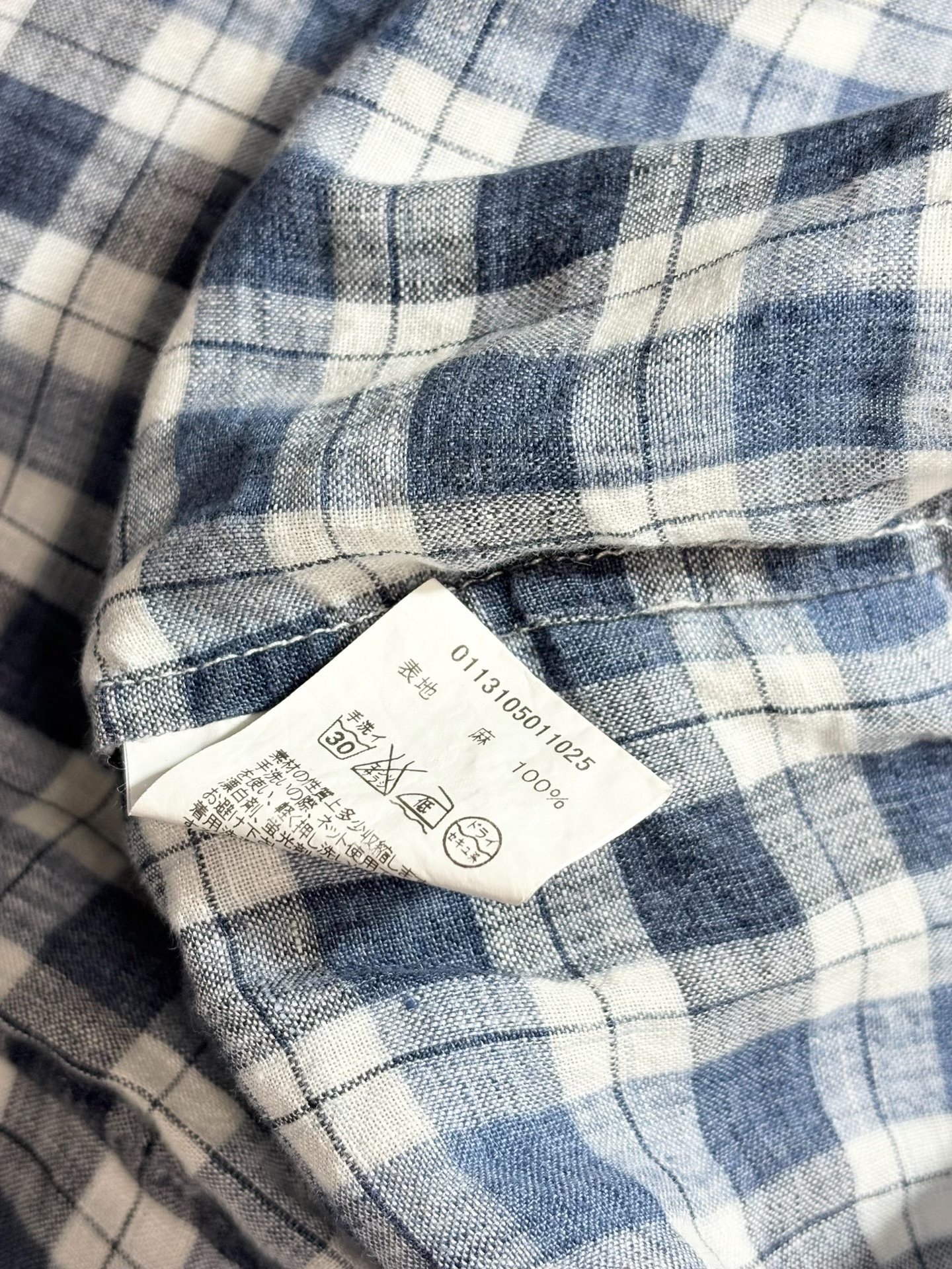 VISVIM Linen Check Shirt — label