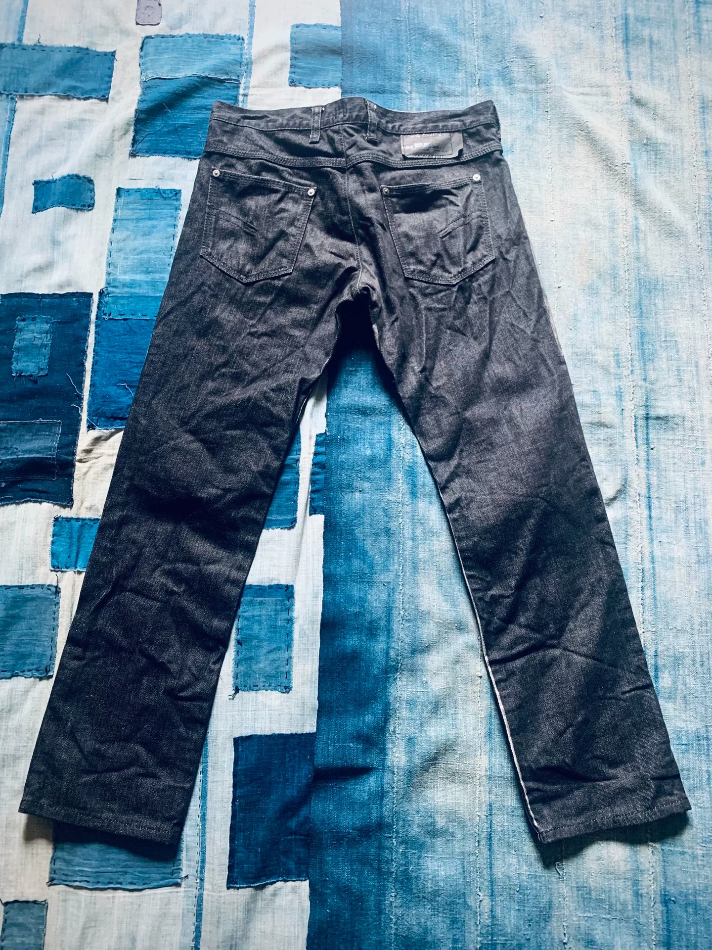 Neil Barrett Silver Painted Black Denim Jeans — front