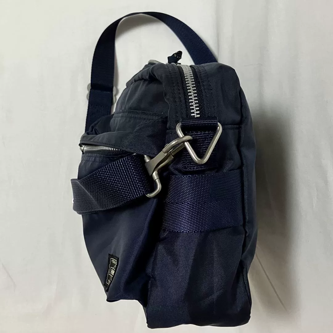 PORTER FORCE Dark Blue Single-Shoulder Bag — label