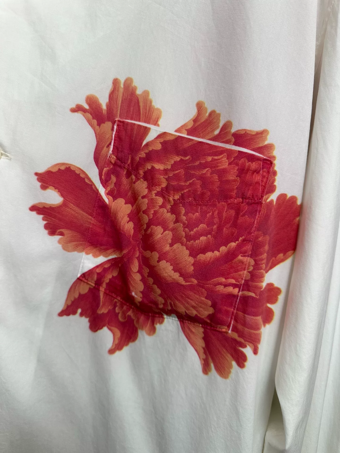 Yohji Yamamoto 05AW Yuzen Peony Shirt — detail