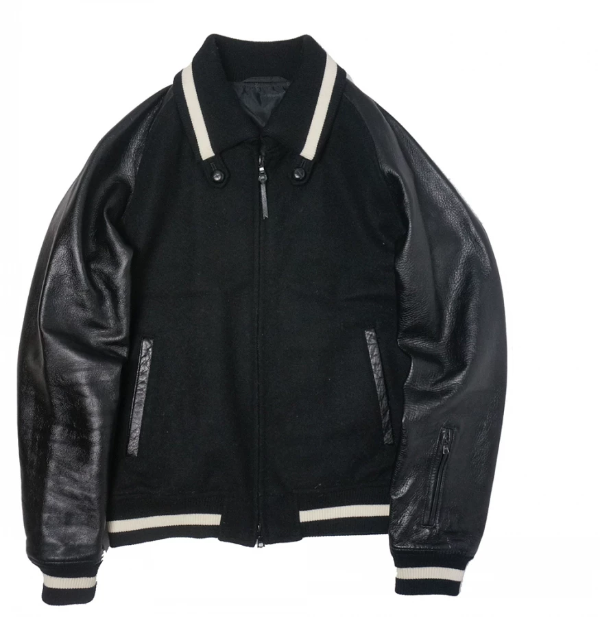 SOPHNET. Stadium Blouson Leather Sleeve Jacket — front