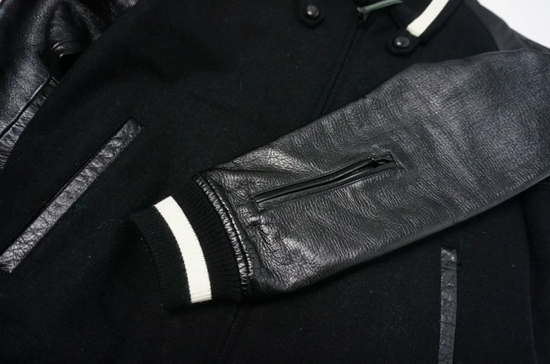 SOPHNET. Stadium Blouson Leather Sleeve Jacket — back