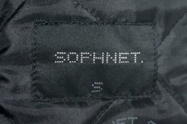 SOPHNET. Stadium Blouson Leather Sleeve Jacket — label