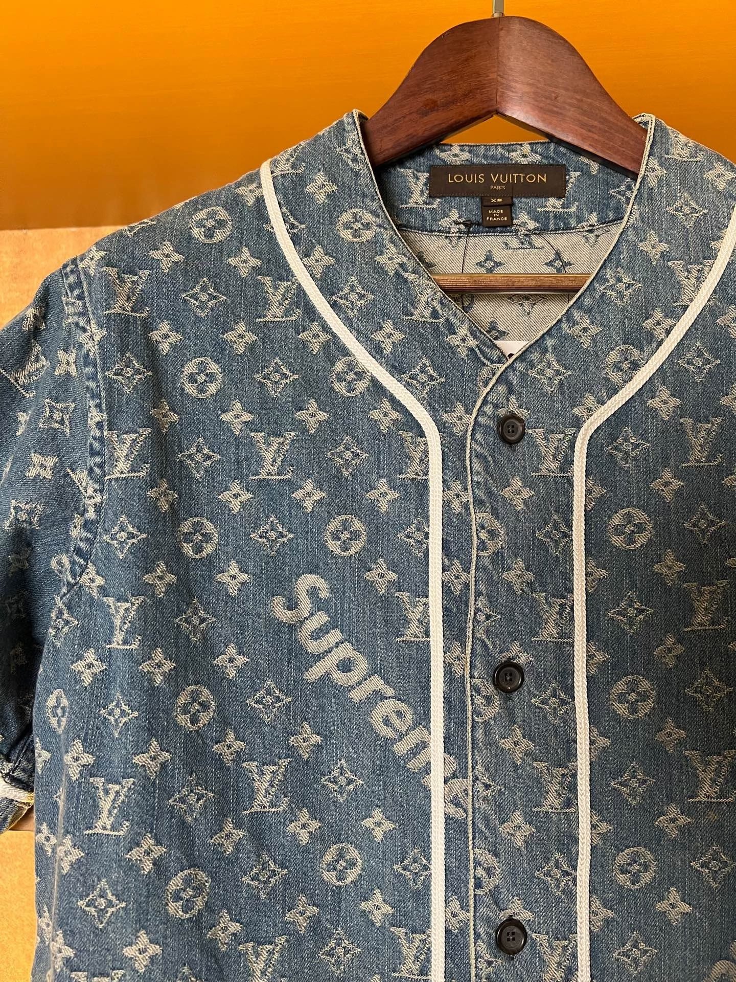 Louis Vuitton x Supreme Blue Baseball Shirt — back