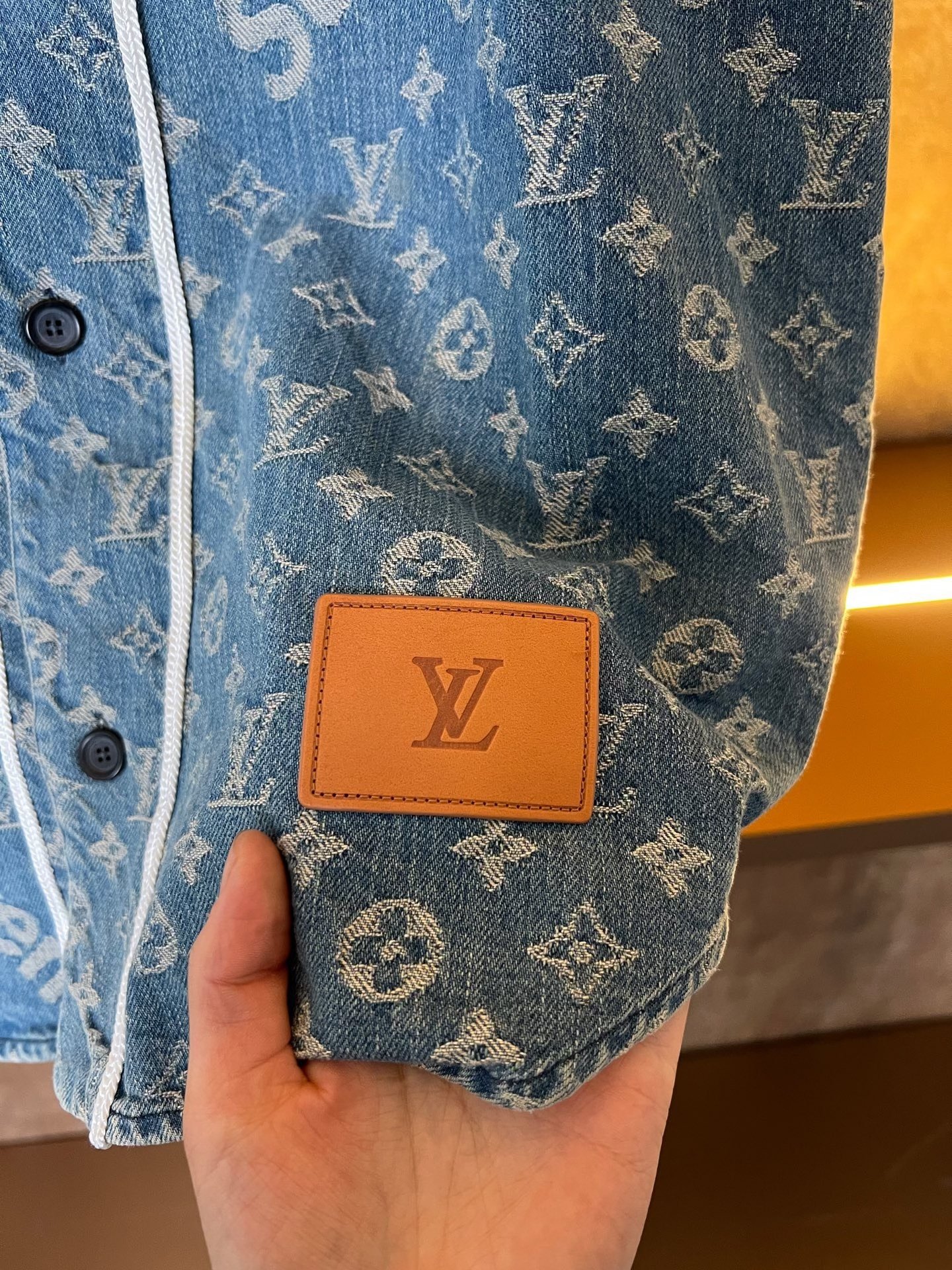 Louis Vuitton x Supreme Blue Baseball Shirt — detail