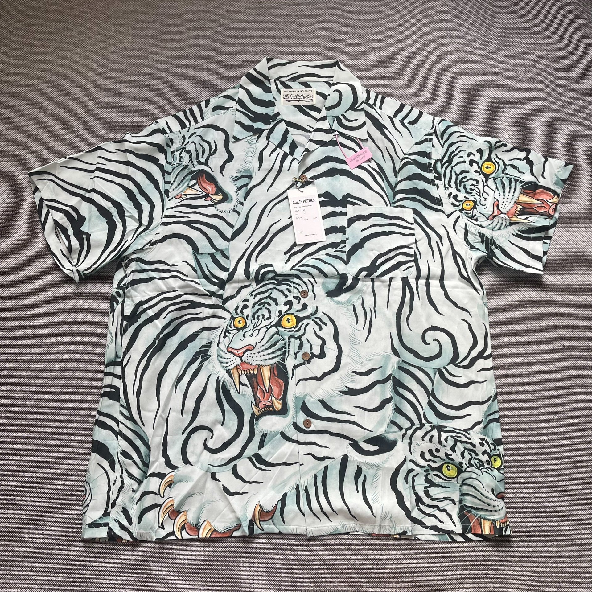 Wacko Maria x Tim Lehi White Tiger Hawaiian Shirt