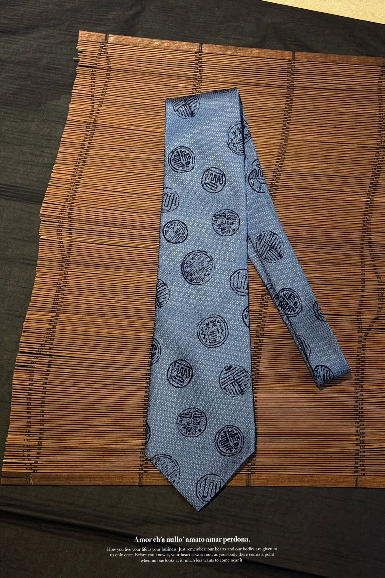 Yohji Yamamoto Coin Stamp Silk Tie — front