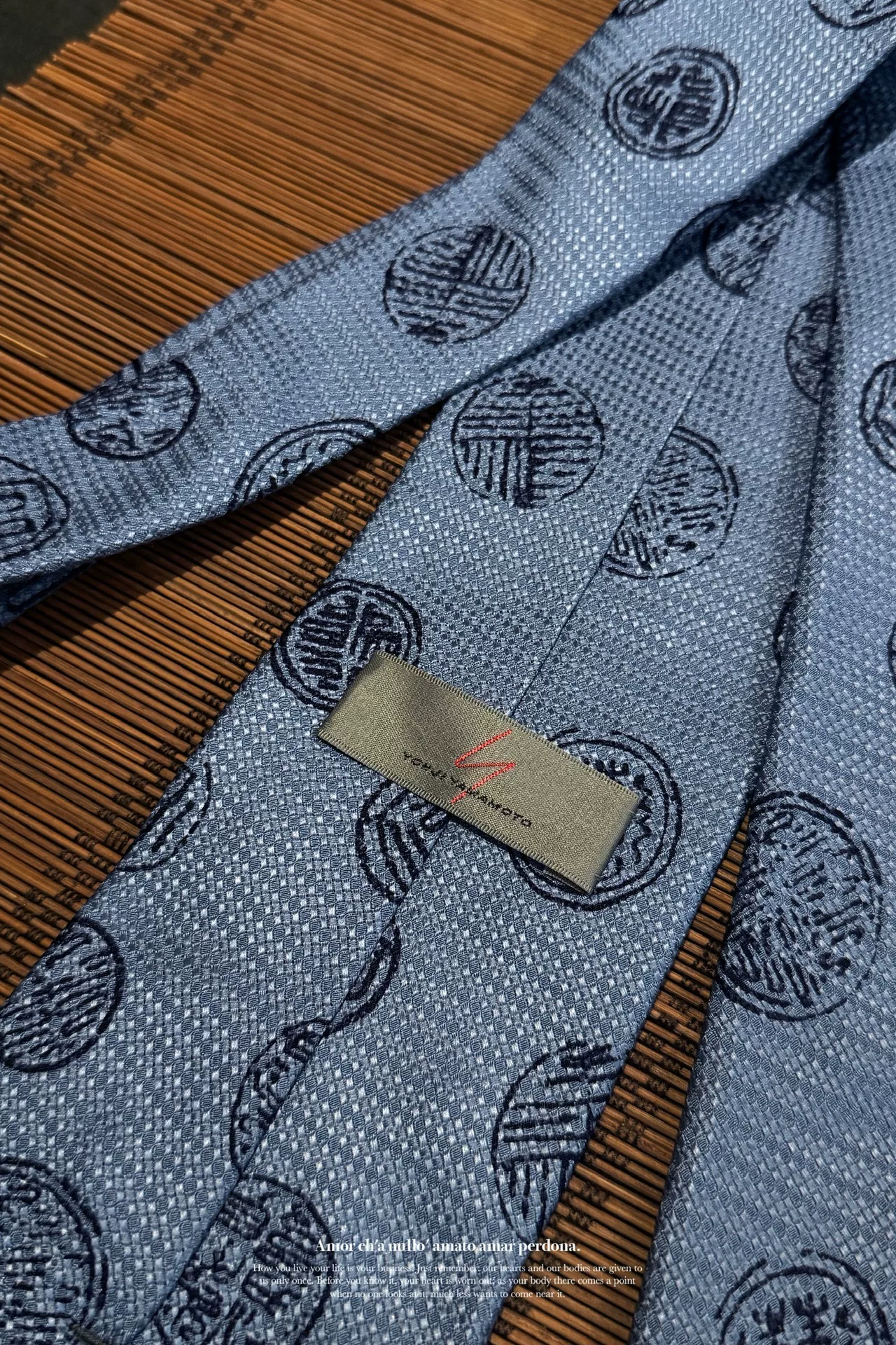 Yohji Yamamoto Coin Stamp Silk Tie — back