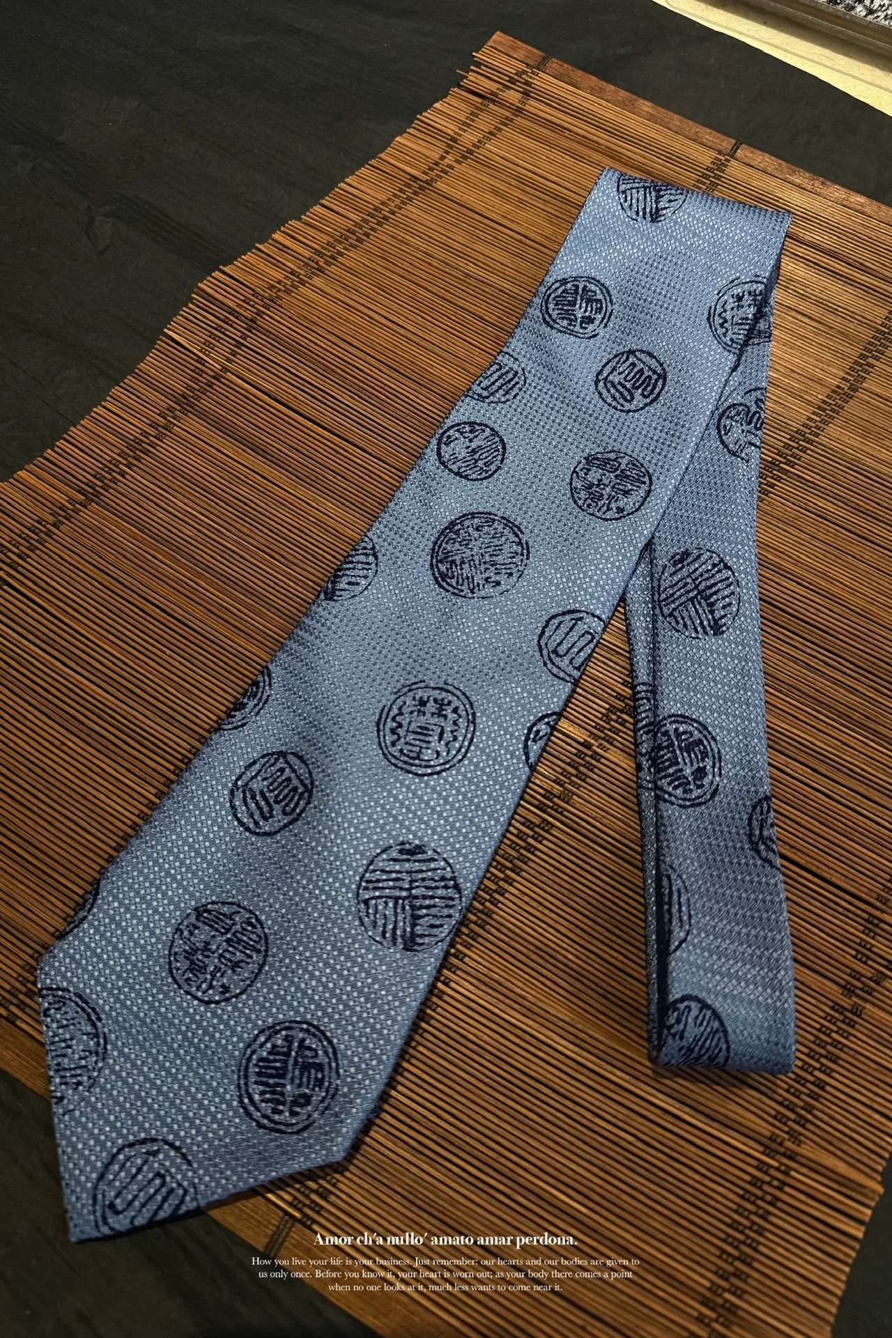 Yohji Yamamoto Coin Stamp Silk Tie