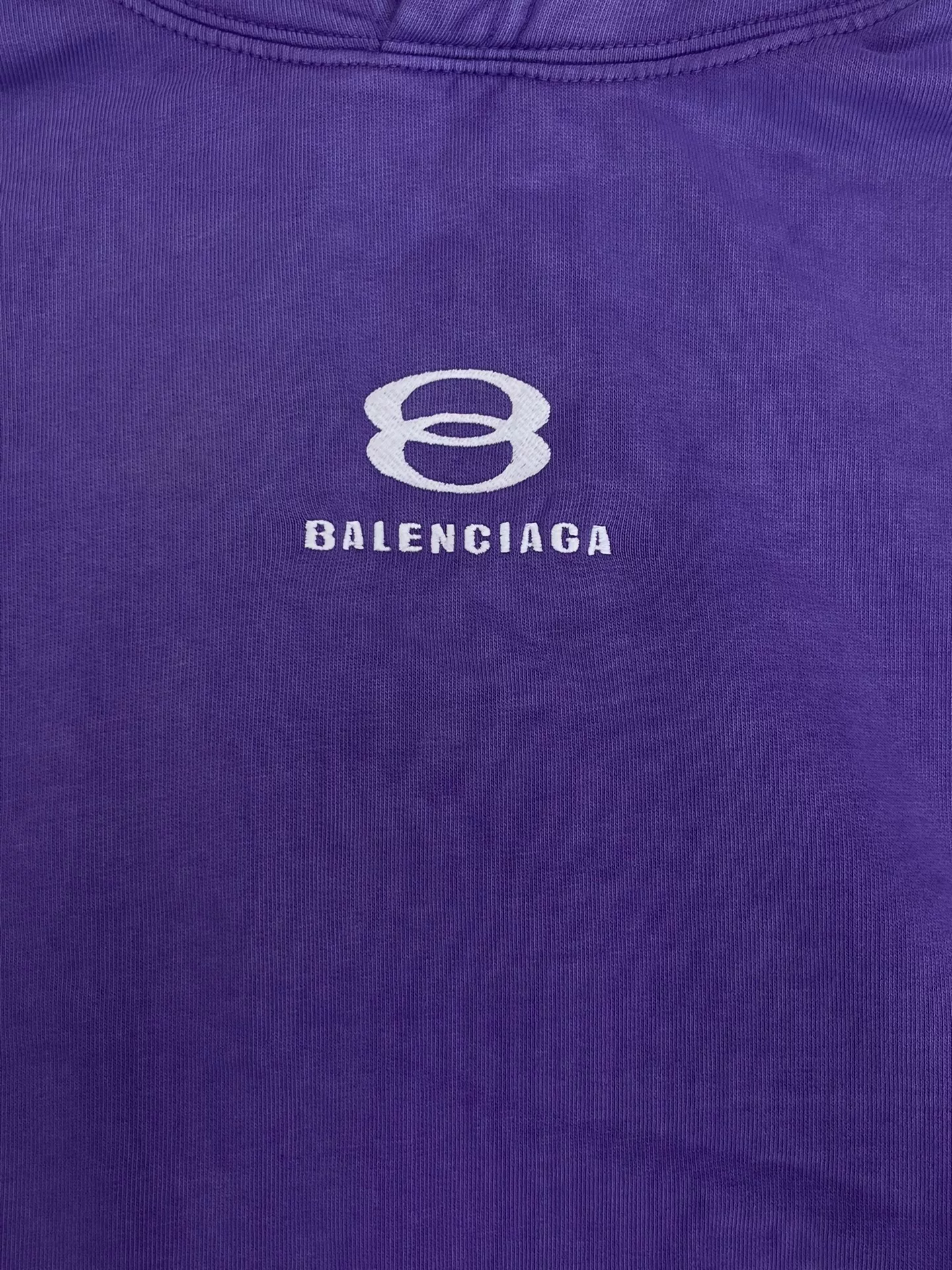 Balenciaga SS22 Purple Logo Hoodie — detail