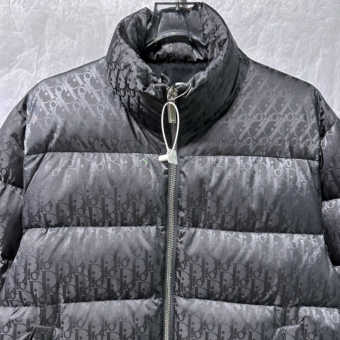 Dior Stand Collar All-Over Logo Down Jacket — front