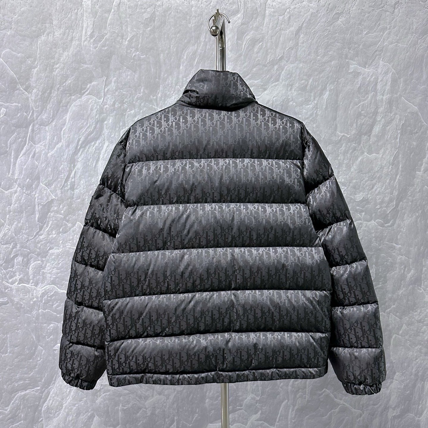 Dior Stand Collar All-Over Logo Down Jacket — back