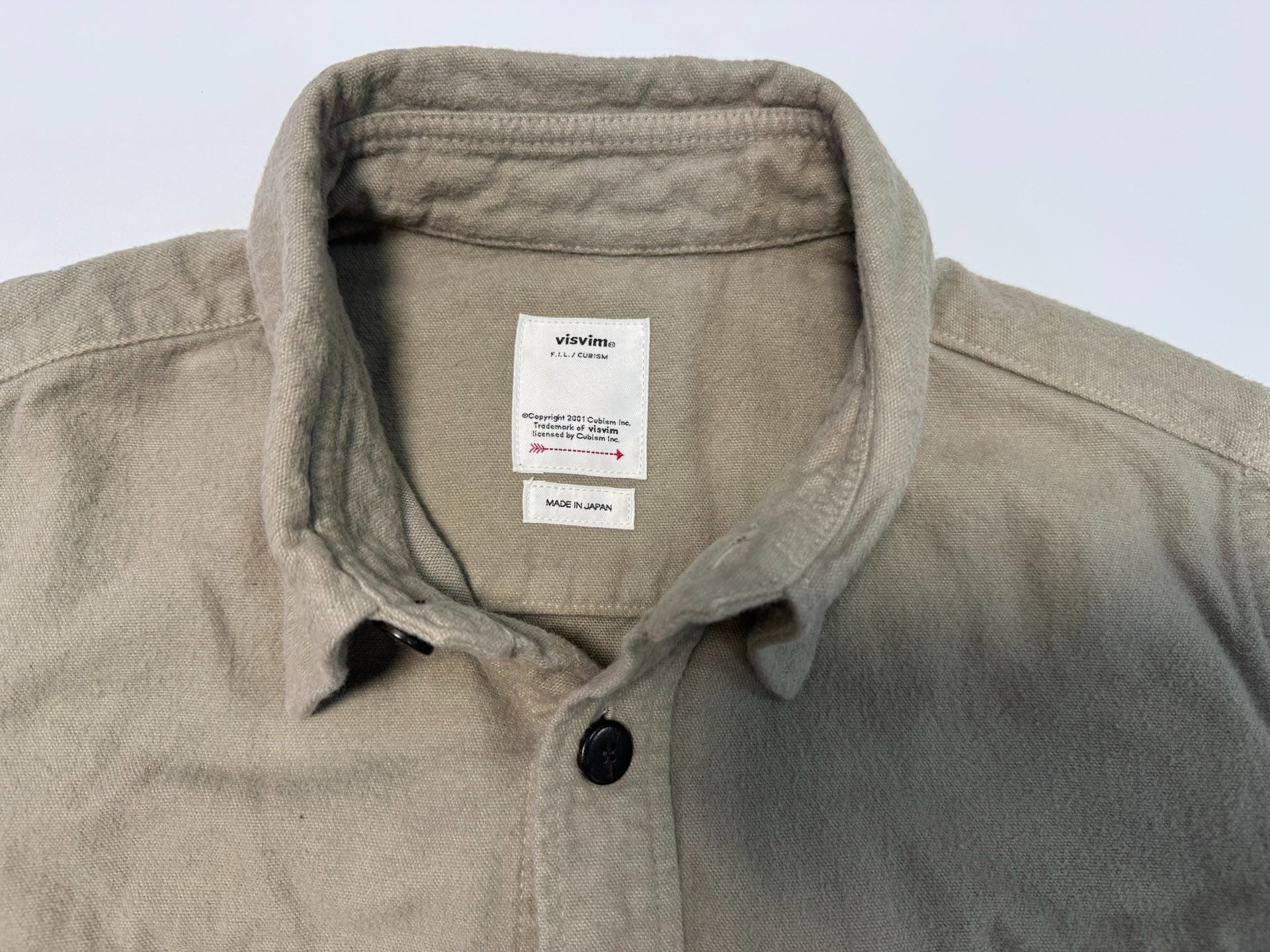 Visvim Grayish Khaki Workwear Shirt — detail