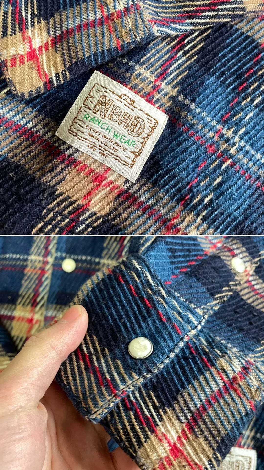 NEIGHBORHOOD KING BOA Gemstone Button Plaid Jacket — back
