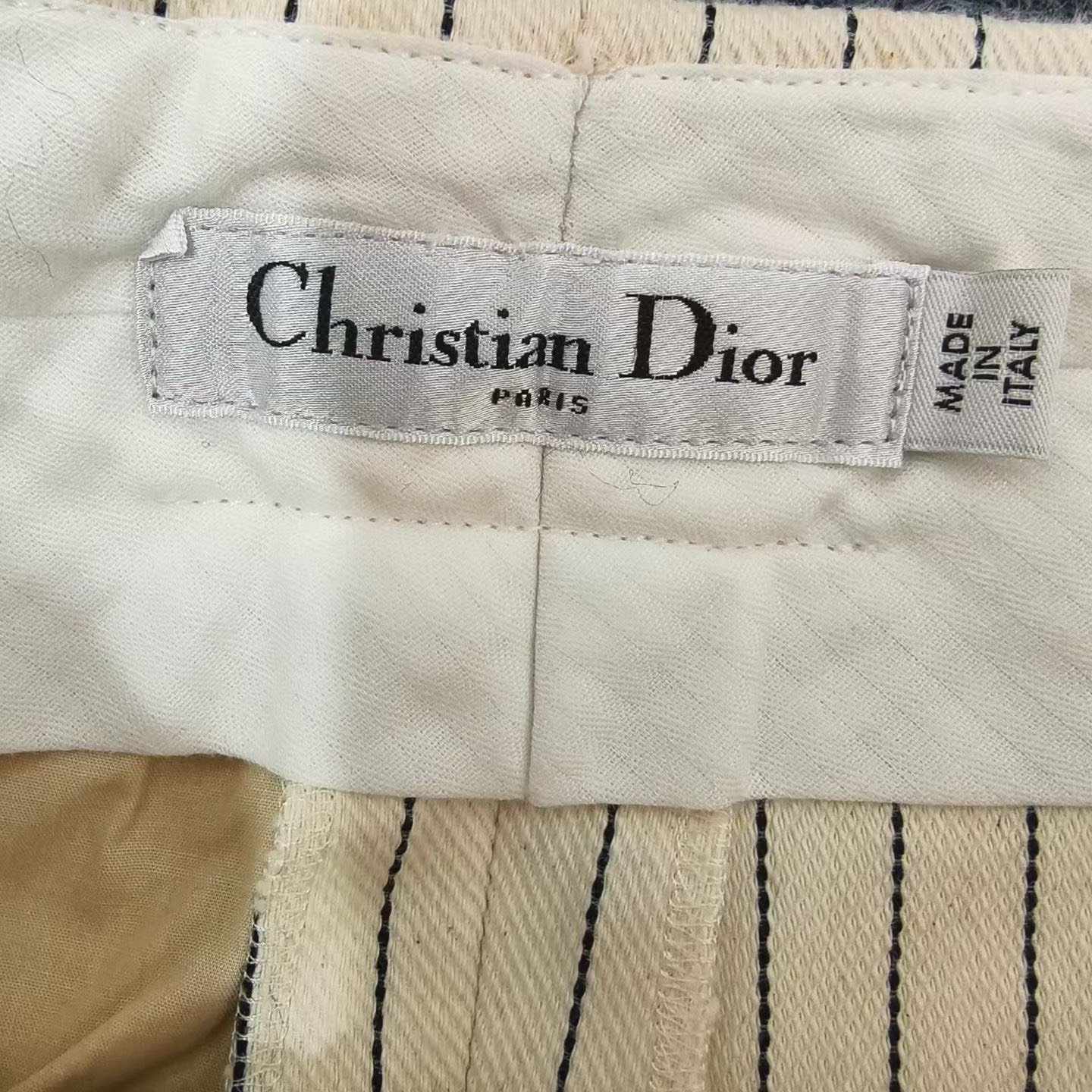 Dior Beige CD Button Vertical Stripe Skort — detail