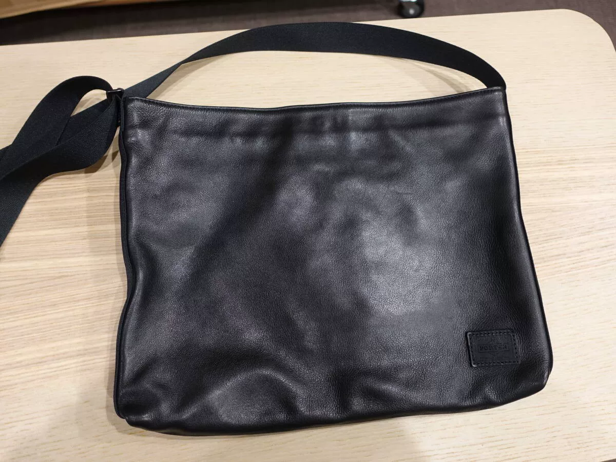 PORTER Black Leather Shoulder Bag