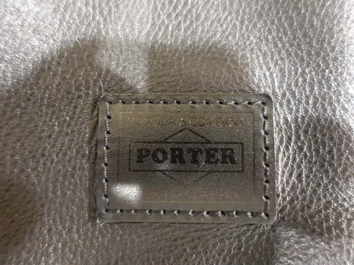 PORTER Black Leather Shoulder Bag — front