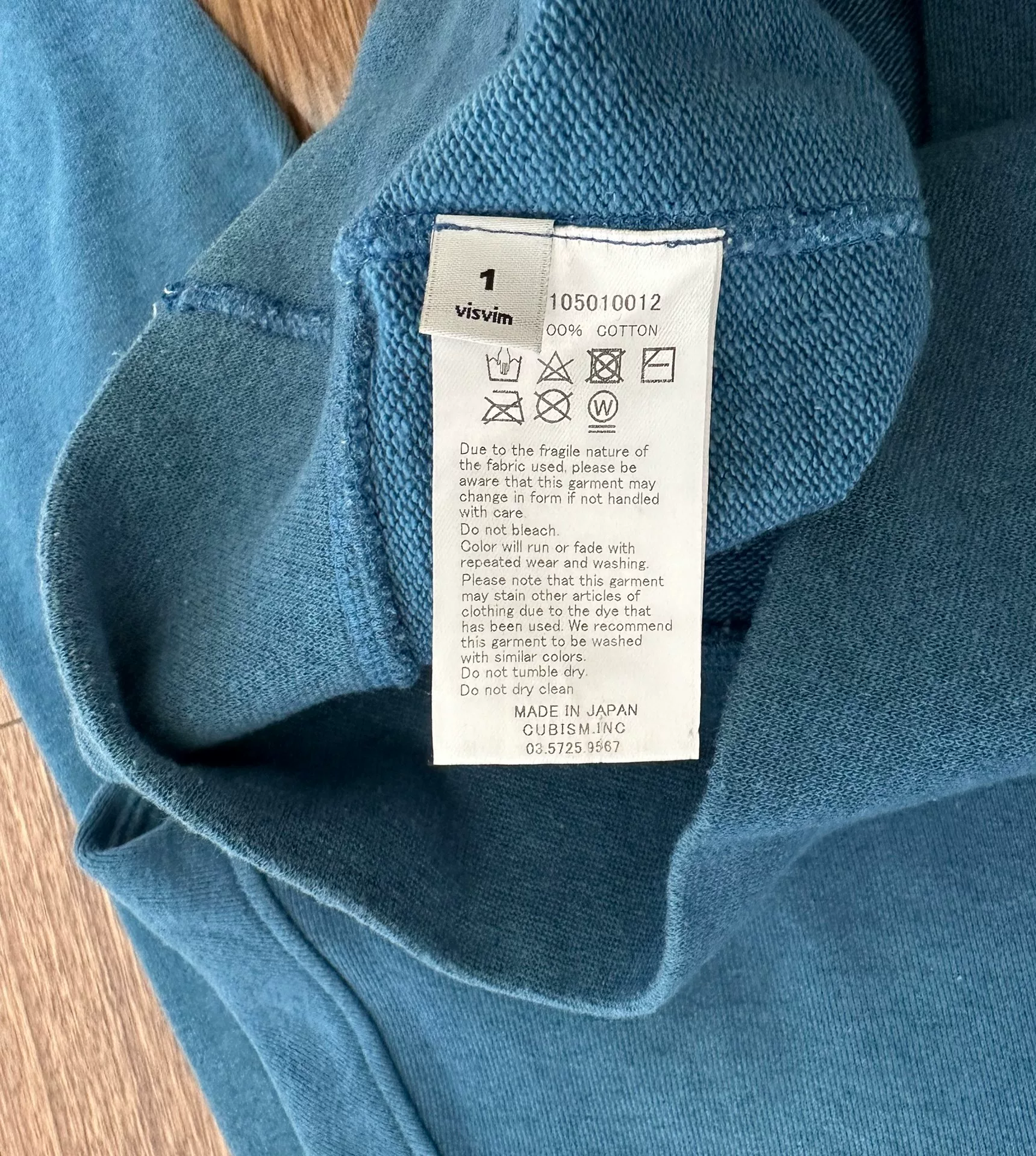 VISVIM JUMBO HOODIE P.O. 17SS INDIGO — detail