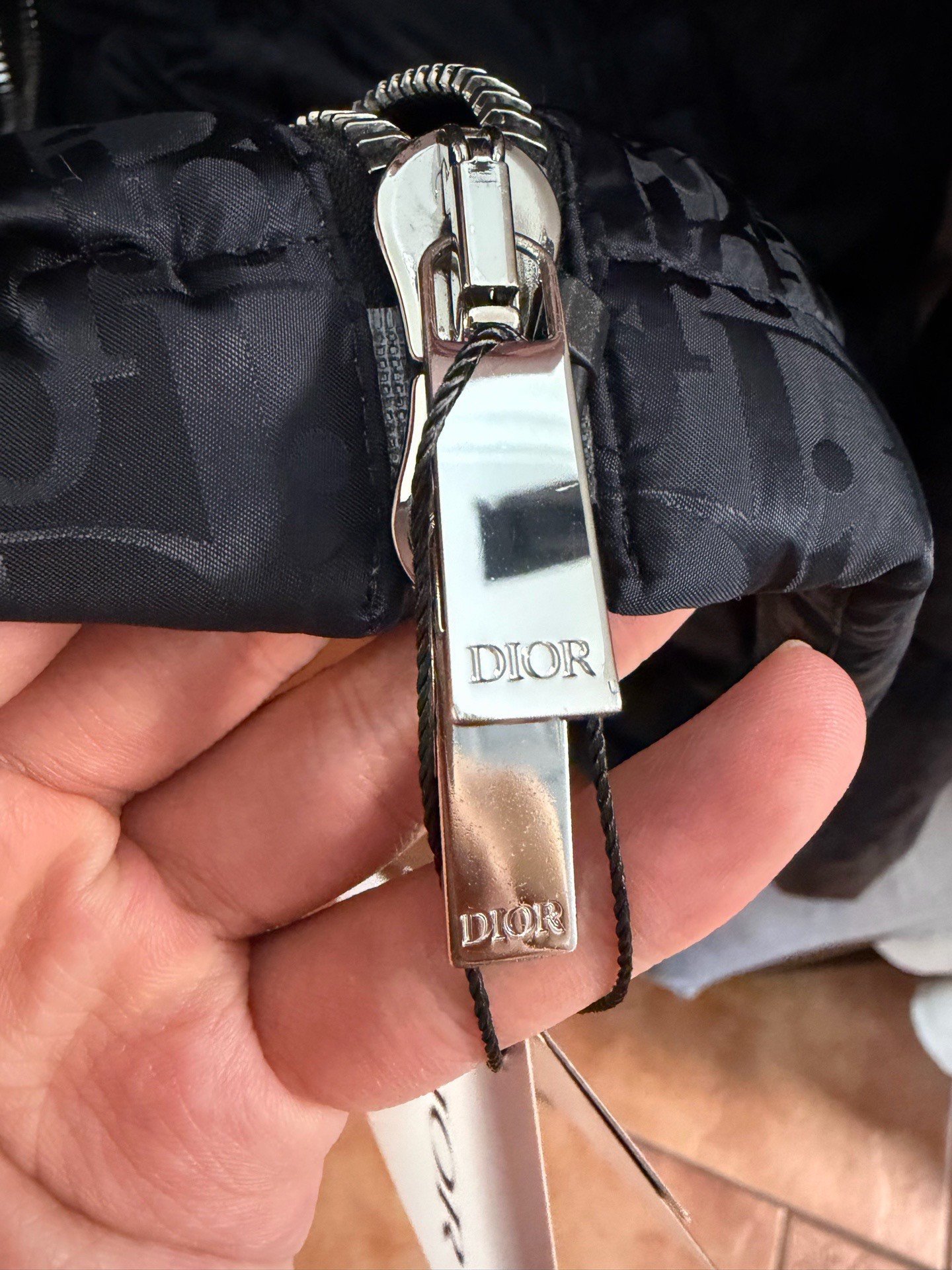 Dior Black All-Over Logo Print Down Jacket — back