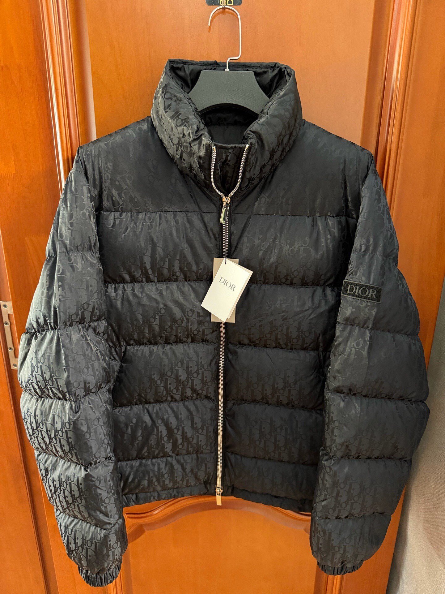 Dior Black All-Over Logo Print Down Jacket