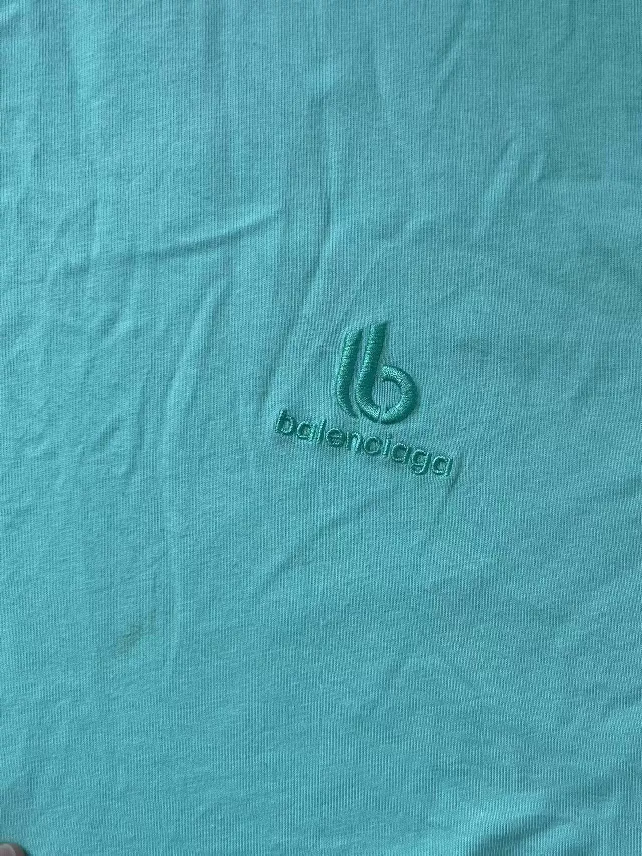 Balenciaga Mint Green Crewneck T-Shirt — detail