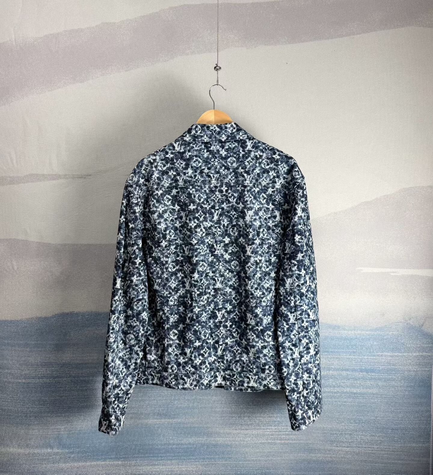 Louis Vuitton Blue All-Over Print Denim Jacket — detail