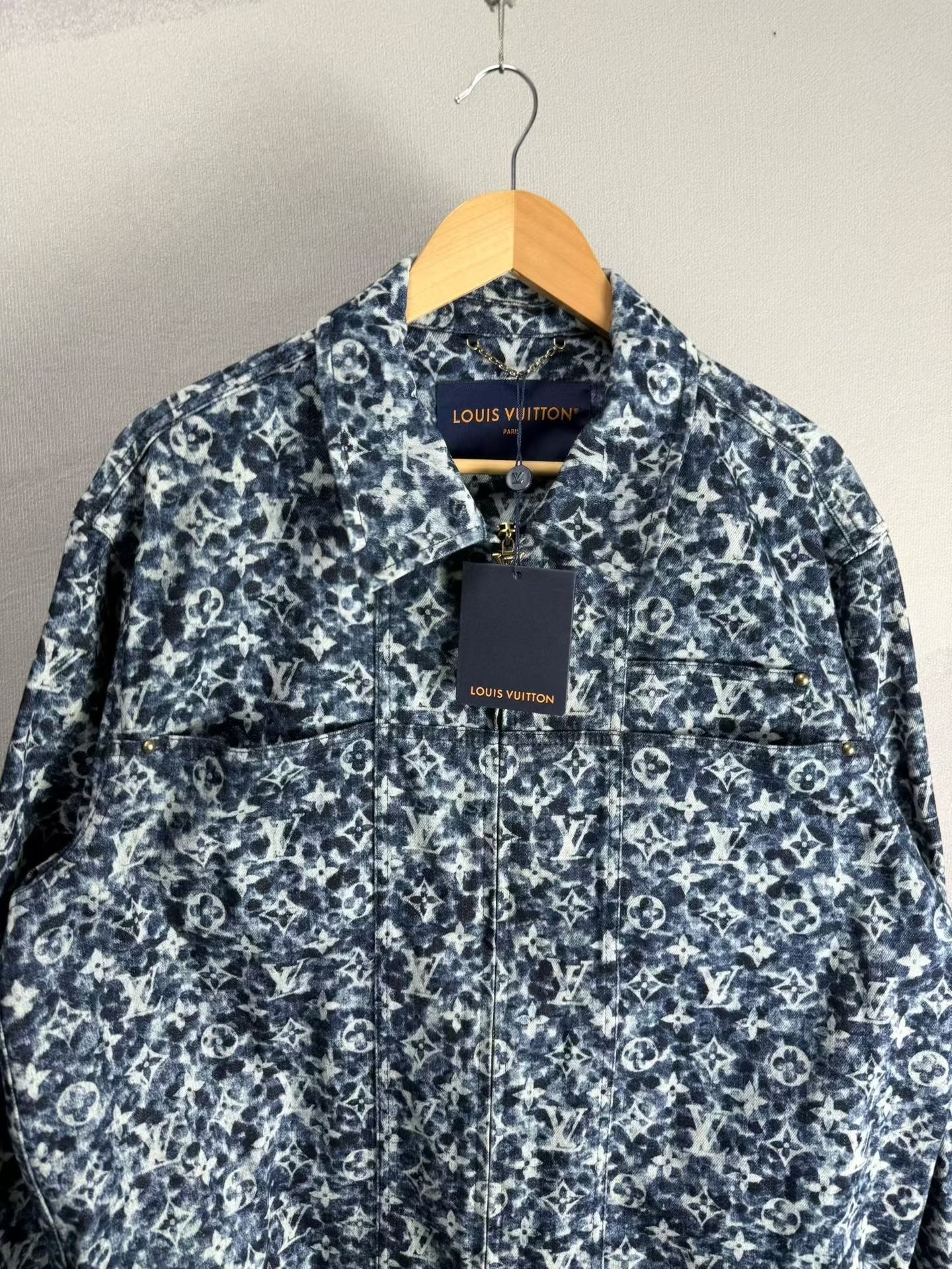 Louis Vuitton Blue All-Over Print Denim Jacket — front