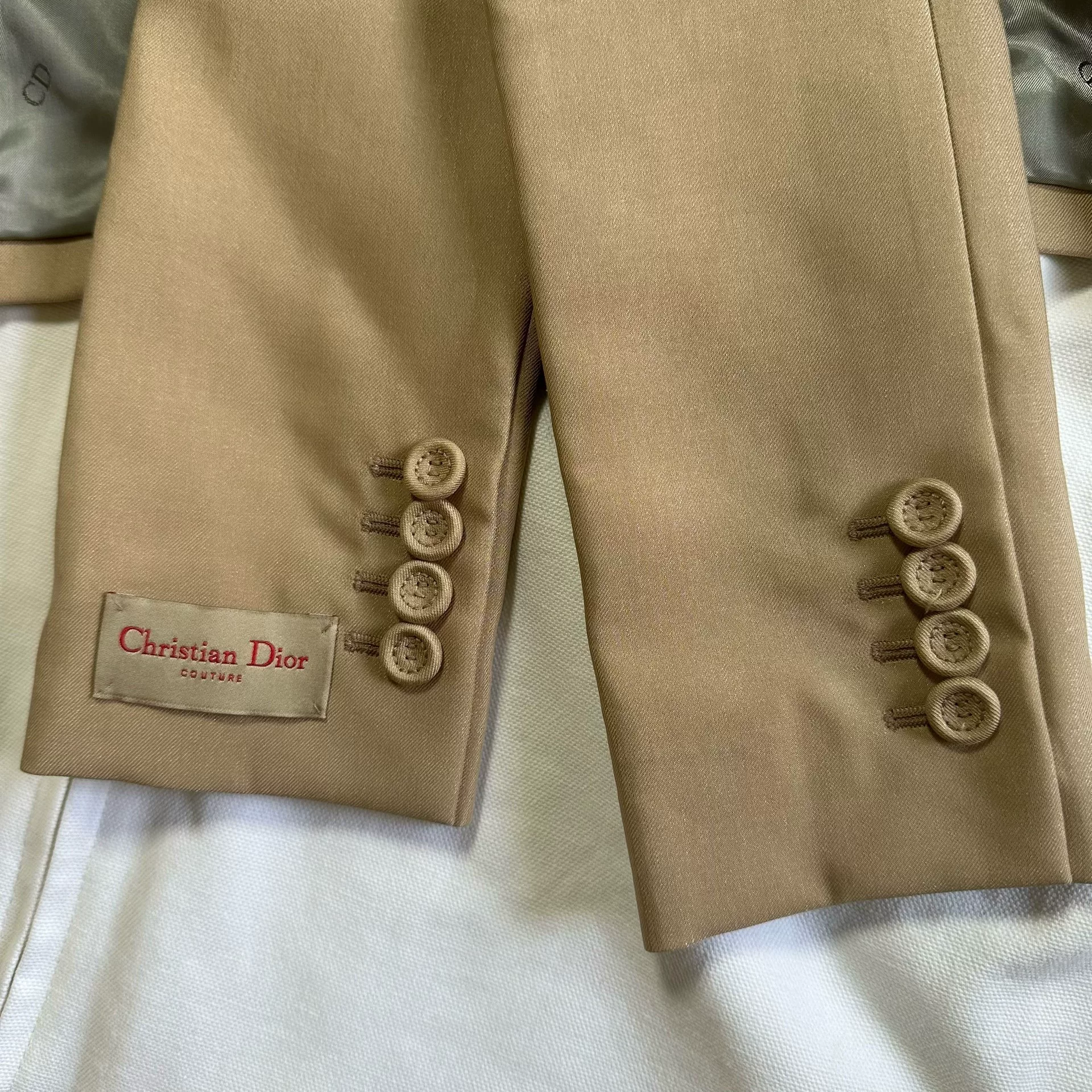 Dior Beige Structured Double Collar Suit — front