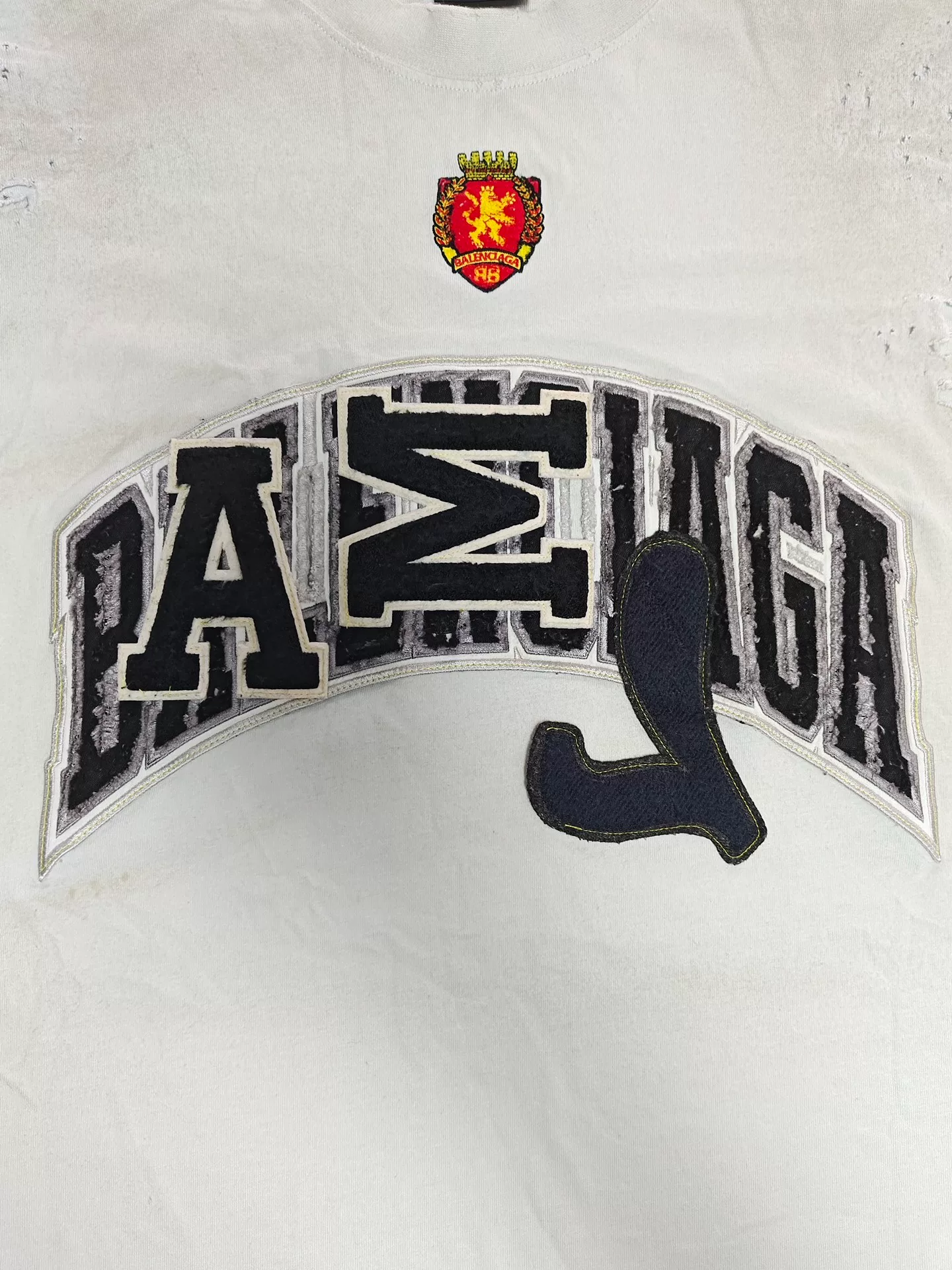 Balenciaga 23SS Mud-Dyed Distressed MU Tee — back