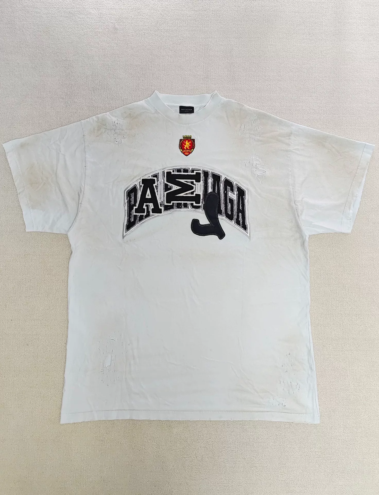 Balenciaga 23SS Mud-Dyed Distressed MU Tee